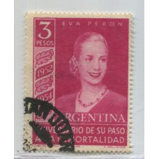 ARGENTINA 1954 GJ 1031 ESTAMPILLA RAYOS RECTOS USADA U$ 50